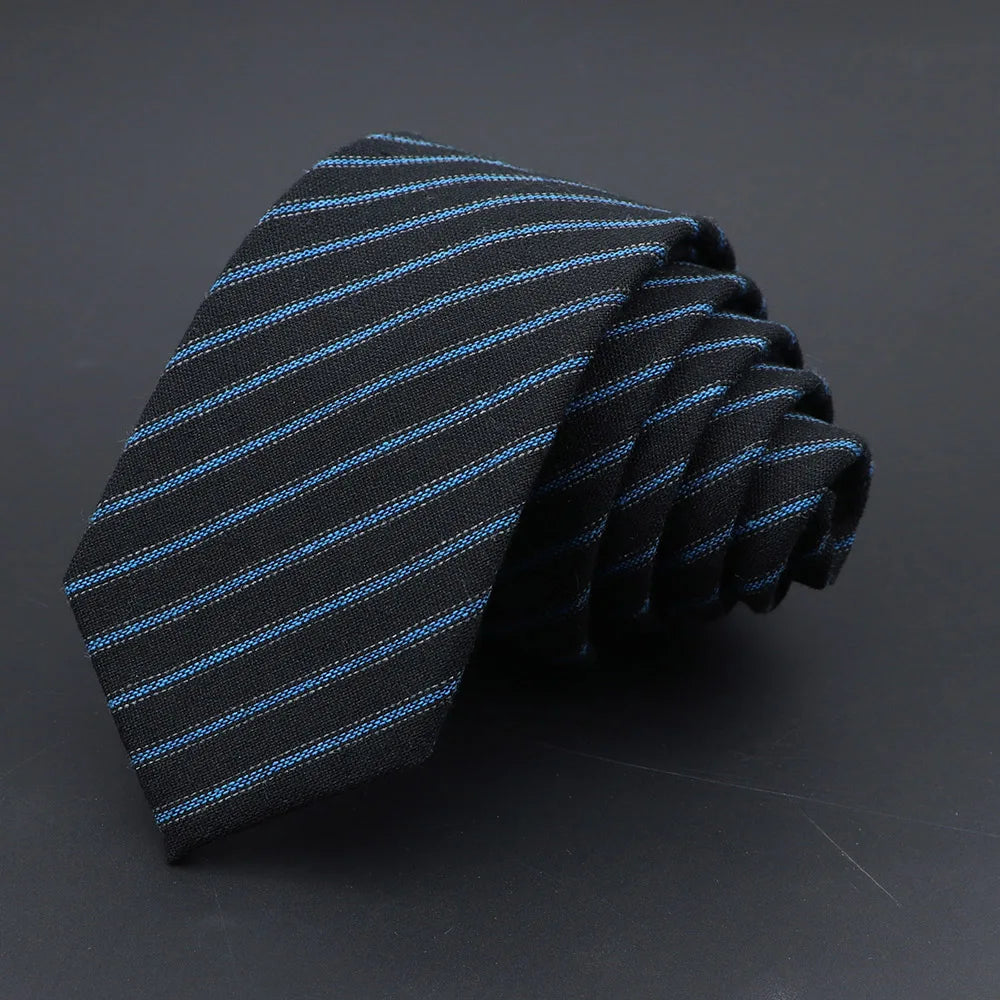 Solid Cotton Handmade Wool Ties Men Necktie Striped Narrow Collar Slim Cashmere Casual Tie Accessories