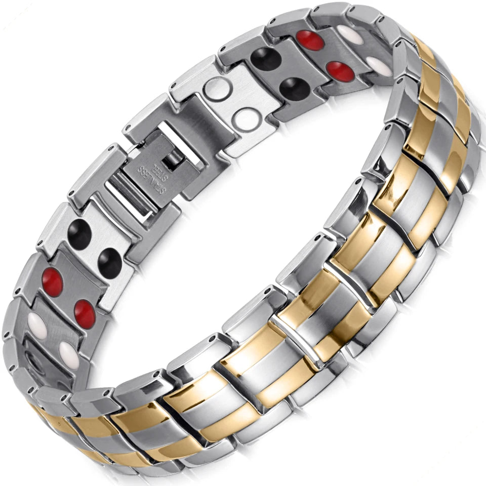 Rainso Health Care Stainless Steel Bracelet With Magnetic Men's Bracelet Viking 4in1 Elements Therapy Sleep Aid Chain Jewellery