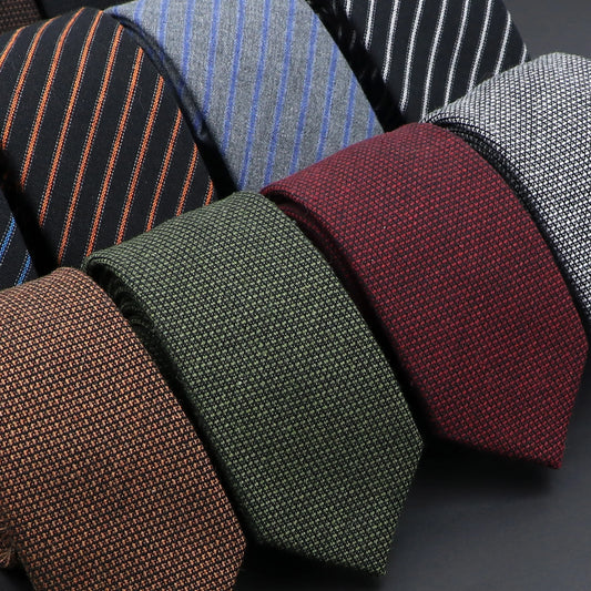 Solid Cotton Handmade Wool Ties Men Necktie Striped Narrow Collar Slim Cashmere Casual Tie Accessories