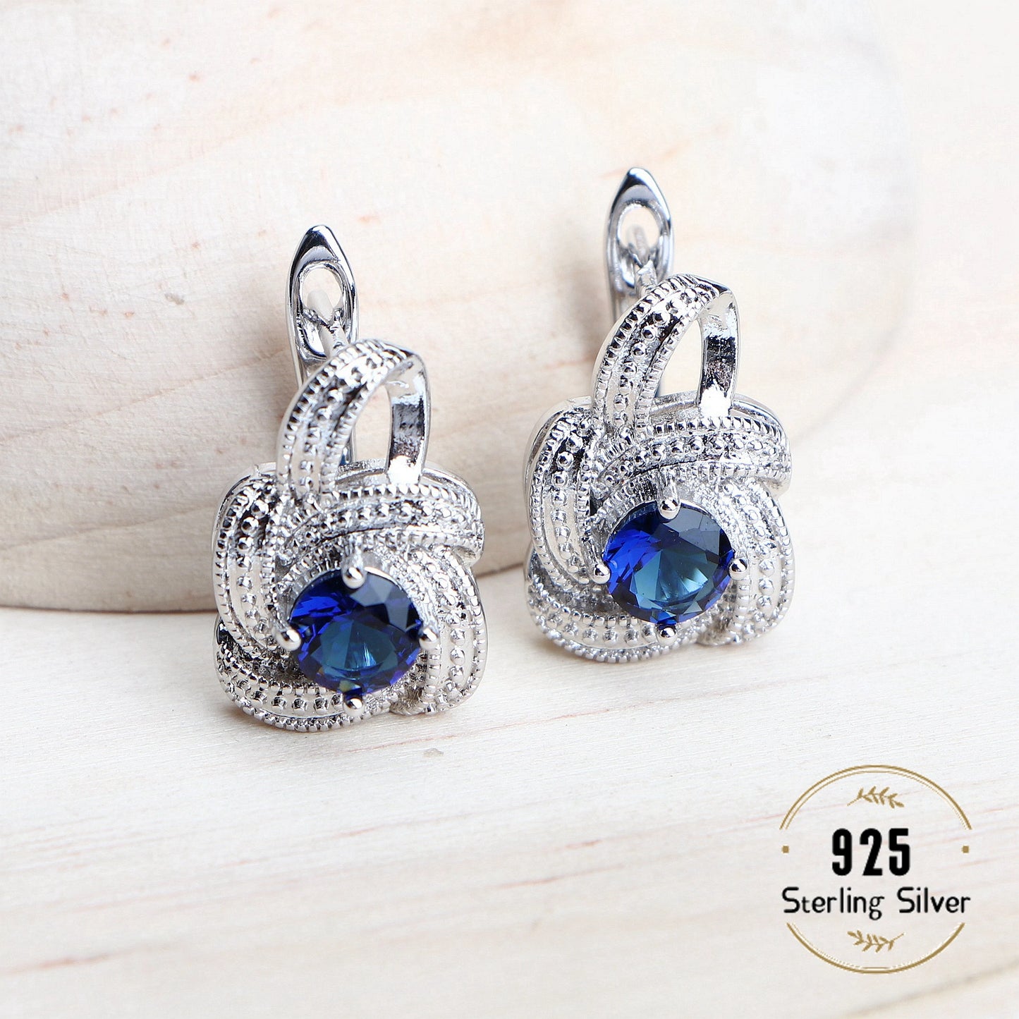 Blue Zirconia Women Jewellery Sets 925 Sterling Silver Wedding Bridal Costume Jewellery Earrings Rings Bracelets Pendant Necklace