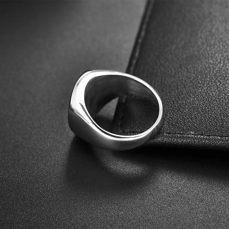 Men's Ring Punk Rock Smooth Stainless Steel Signet Ring For Men Hip Hop Party Jewellery