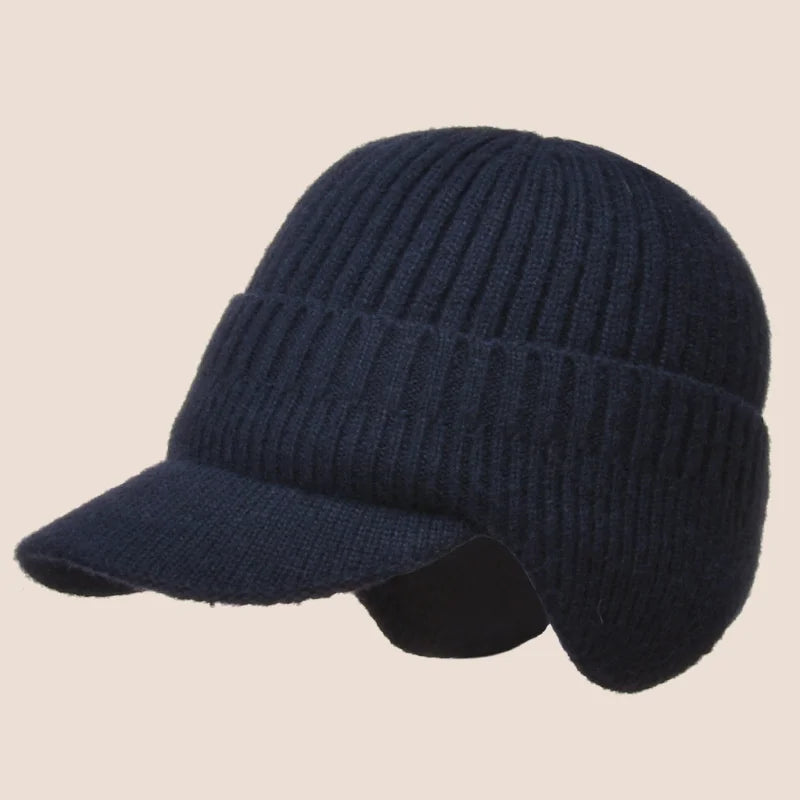 Men Winter Knitted Hat Outdoor Cycling Ear Protection Warmth Peaked Cap Casual Fashion Sunhat