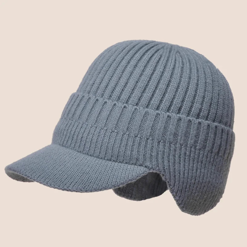 Men Winter Knitted Hat Outdoor Cycling Ear Protection Warmth Peaked Cap Casual Fashion Sunhat