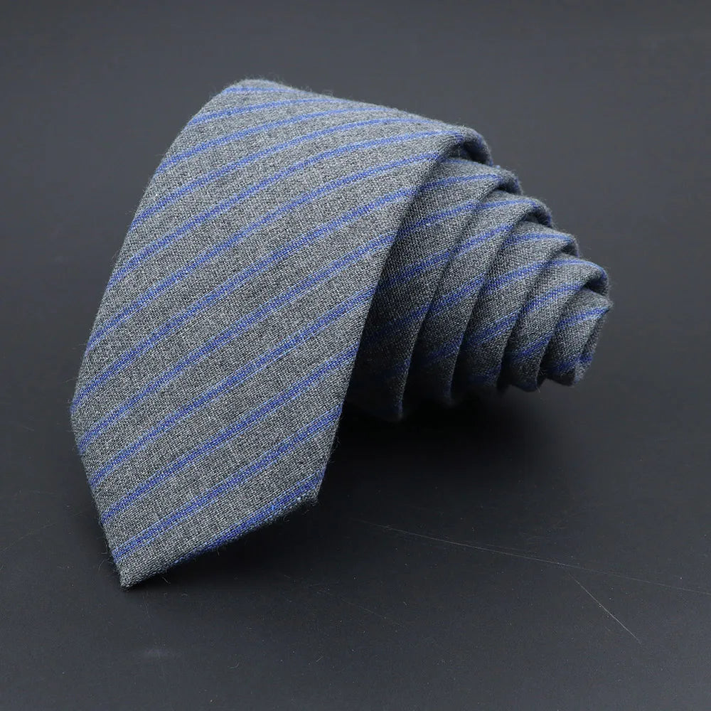 Solid Cotton Handmade Wool Ties Men Necktie Striped Narrow Collar Slim Cashmere Casual Tie Accessories