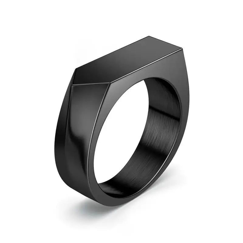 Men's Ring Punk Rock Smooth Stainless Steel Signet Ring For Men Hip Hop Party Jewellery