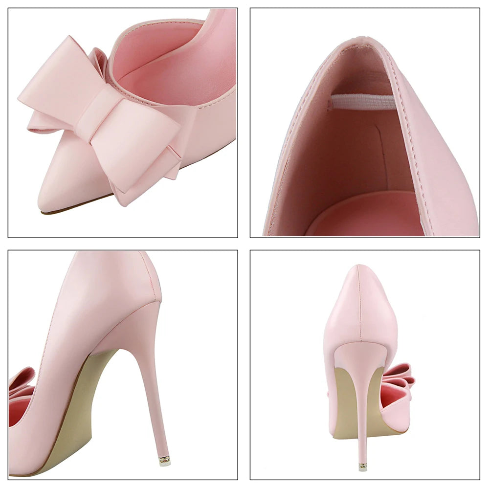 Fashion Women's Shoes Wedding Bow High Heels Stiletto Heels Shallow Pointed Head Side Empty Thin Shoes