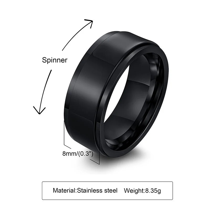 Vnox Spinner Rotatable Ring For Men Women,6/8mm Solid Glossy Matte Wedding Band,Basic Simple Casual Classic Retro Fraternal Ring