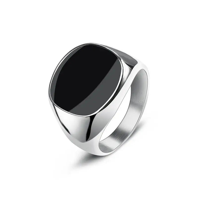 Men's Ring Punk Rock Smooth Stainless Steel Signet Ring For Men Hip Hop Party Jewellery