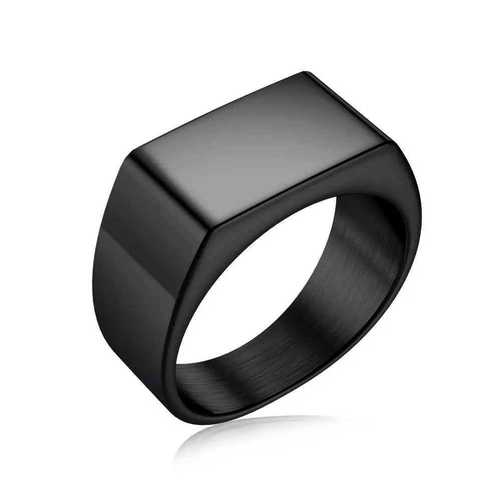 Men's Ring Punk Rock Smooth Stainless Steel Signet Ring For Men Hip Hop Party Jewellery