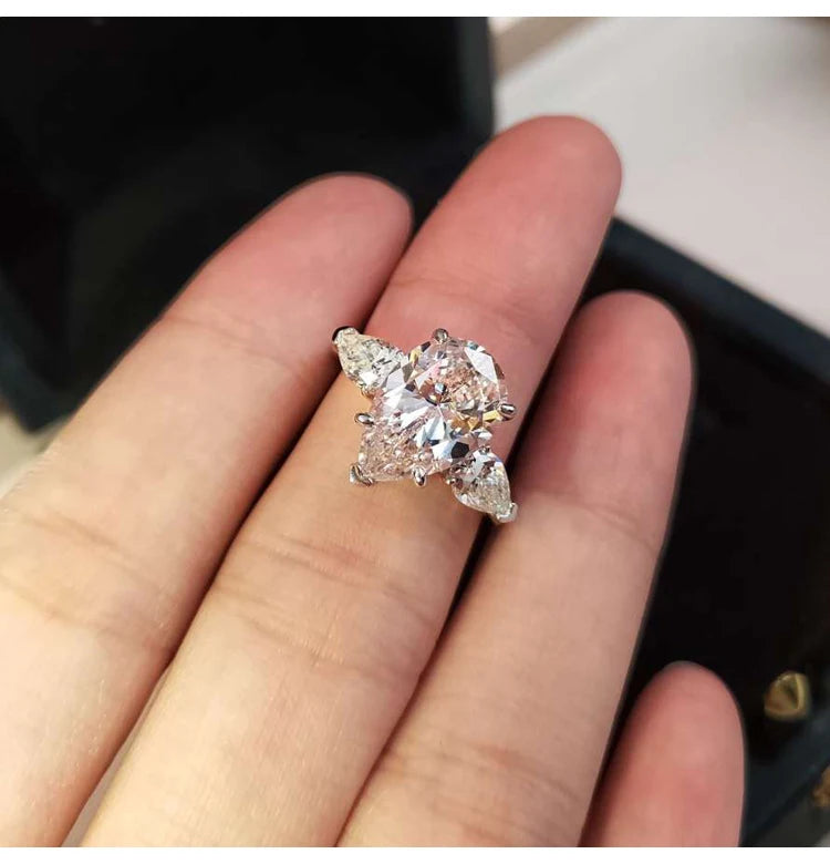 Luxury Crystal Water Drop CZ Rings Women Proposal Engagement Ring Exquisite Wedding Anniversary Gift Party Trendy Jewellery