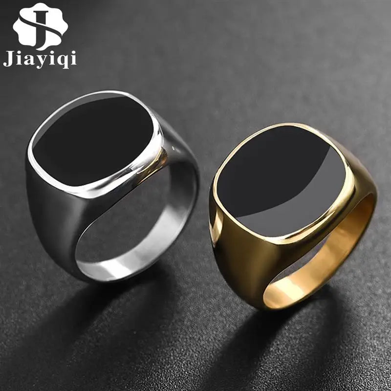 Men's Ring Punk Rock Smooth Stainless Steel Signet Ring For Men Hip Hop Party Jewellery