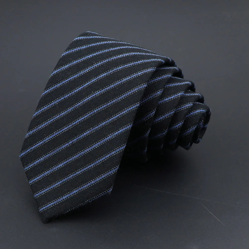 Solid Cotton Handmade Wool Ties Men Necktie Striped Narrow Collar Slim Cashmere Casual Tie Accessories