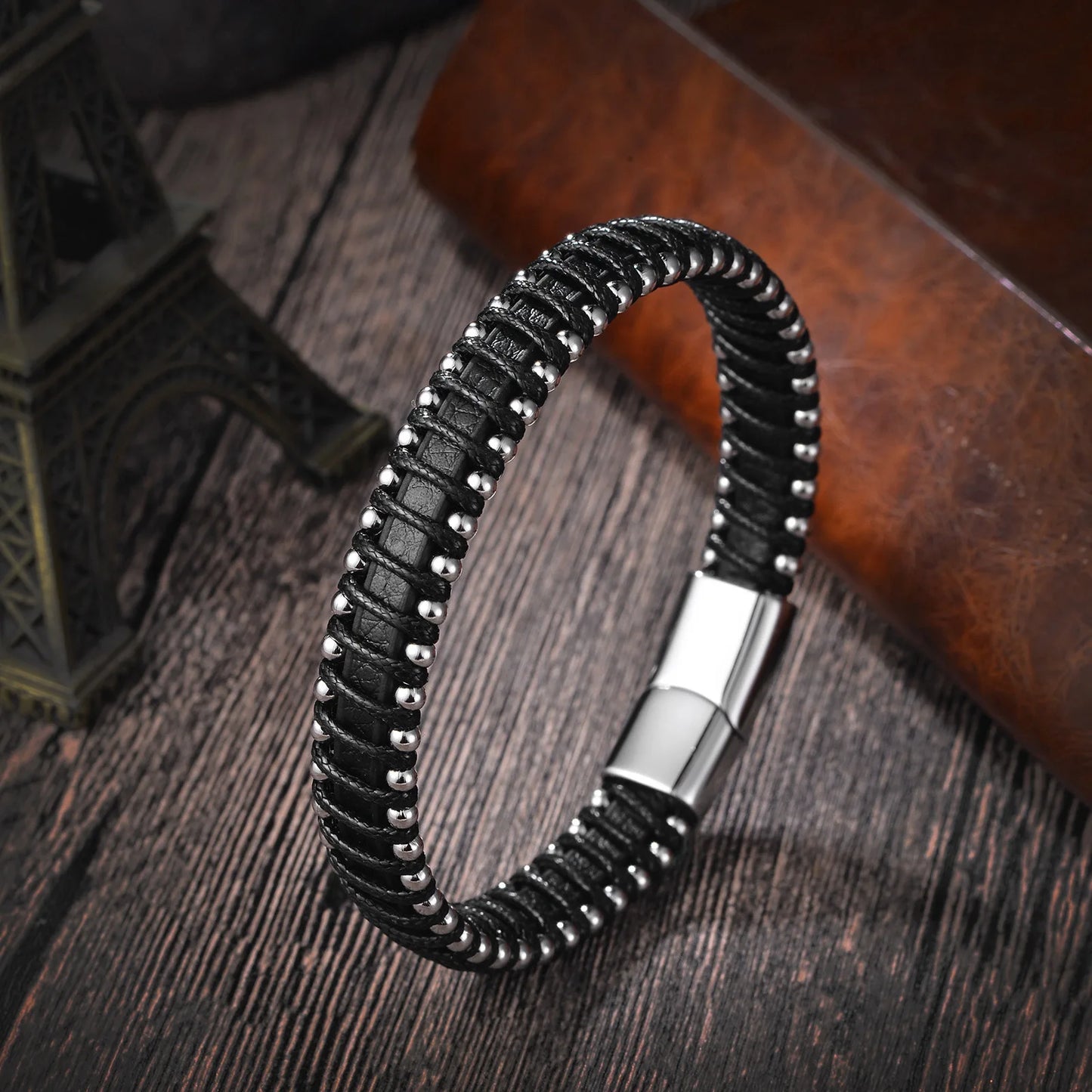 Leather Bracelet Infinity Shape Special Popular Pattern Men's Bracelet for Men Stainless Steel Jewellery Accessories Gift