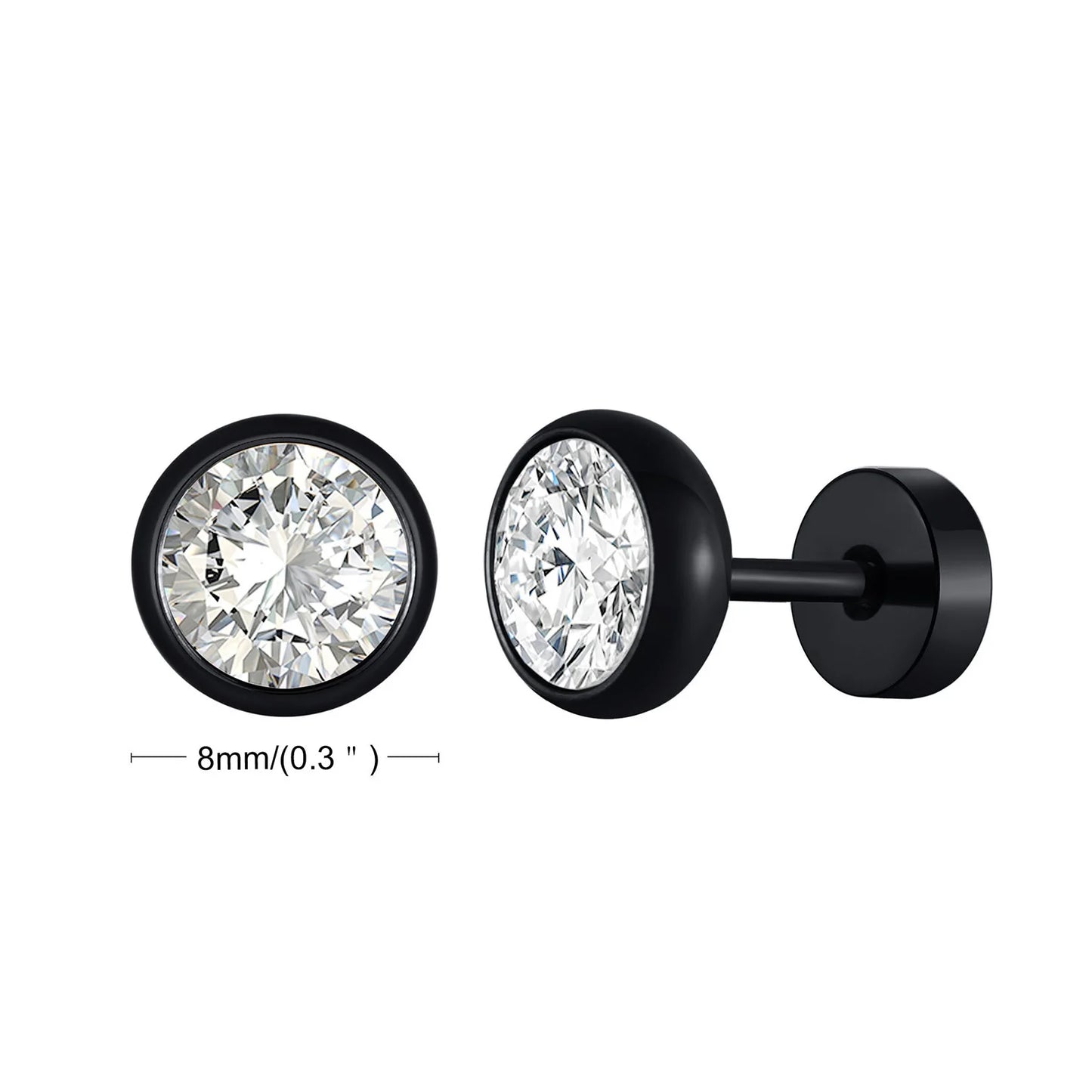 Small Black Punk Stud Earrings For Women Men Boy New Fashion Zircon Geometry Stainless Steel Jewellery Accessories Earrings