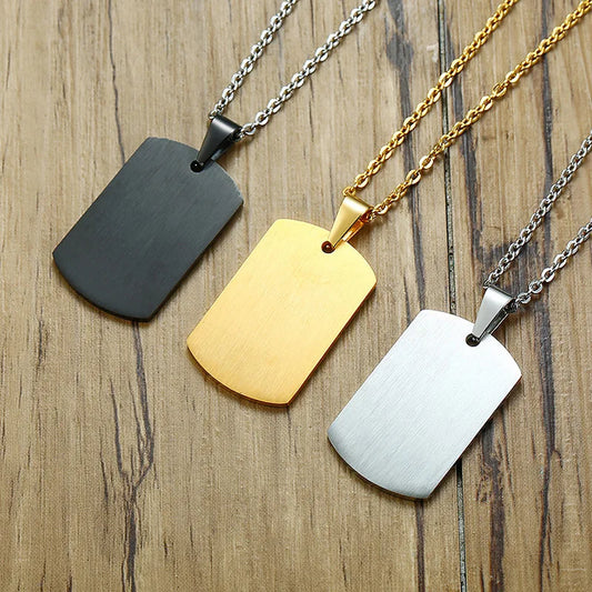 Mirror Polished 304 Stainless Steel ID Blank Dog Tags Necklace Rectangle Military Army Pendant Jewellery