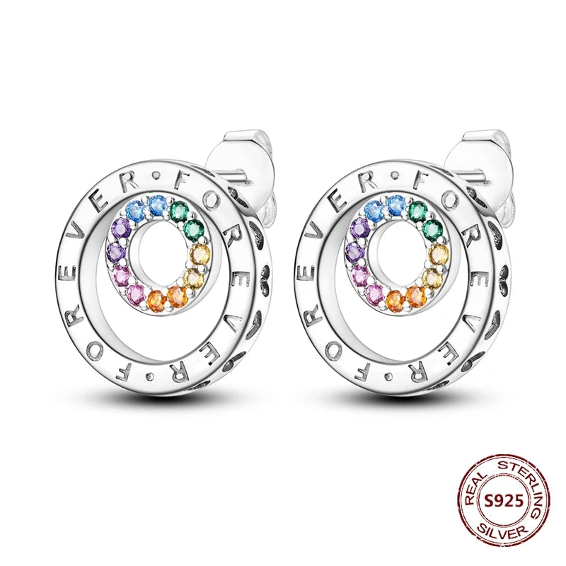 Purple Zircon Hoop Earrings 925 Sterling Silver Original U-shaped Liquid Metal Love Heart Fashion Earrings For Women Jewellery