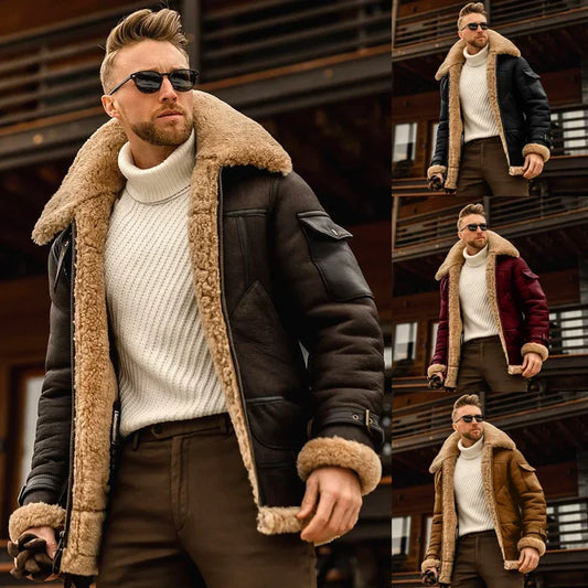 Men's Casual Velvet Jacket Thickened European Style Compound Leather Clutch Cross Border Ebaywish Fashion Outerwear