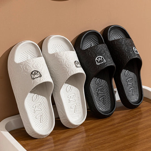 Fashion Men's Slippers Printing Little Bear Sandals Indoor Bathroom Non-slip Soft Women Dormitory Casual Shoes Couple