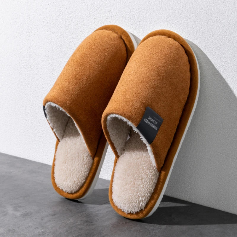 Winter Warm Slippers Men House Non Slip Soft Shoes Comfortable Flat Heel Home Indoor Bedroom Plush Slippers Bedroom Female shoes