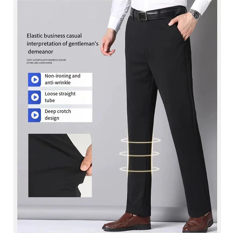 Thin Fashion Business Casual Suit Pants Long Pants Men's Elastic Straight Sleeve Formal Pants