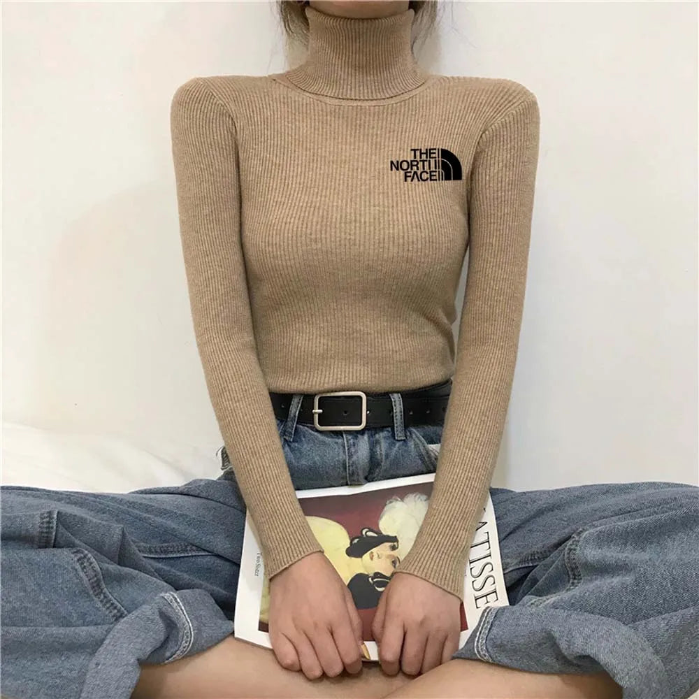 Warm Thick Autumn Winter Women Sweater Pullover Basic Ribbed Sweaters Cotton Tops Knitted Solid Turtleneck