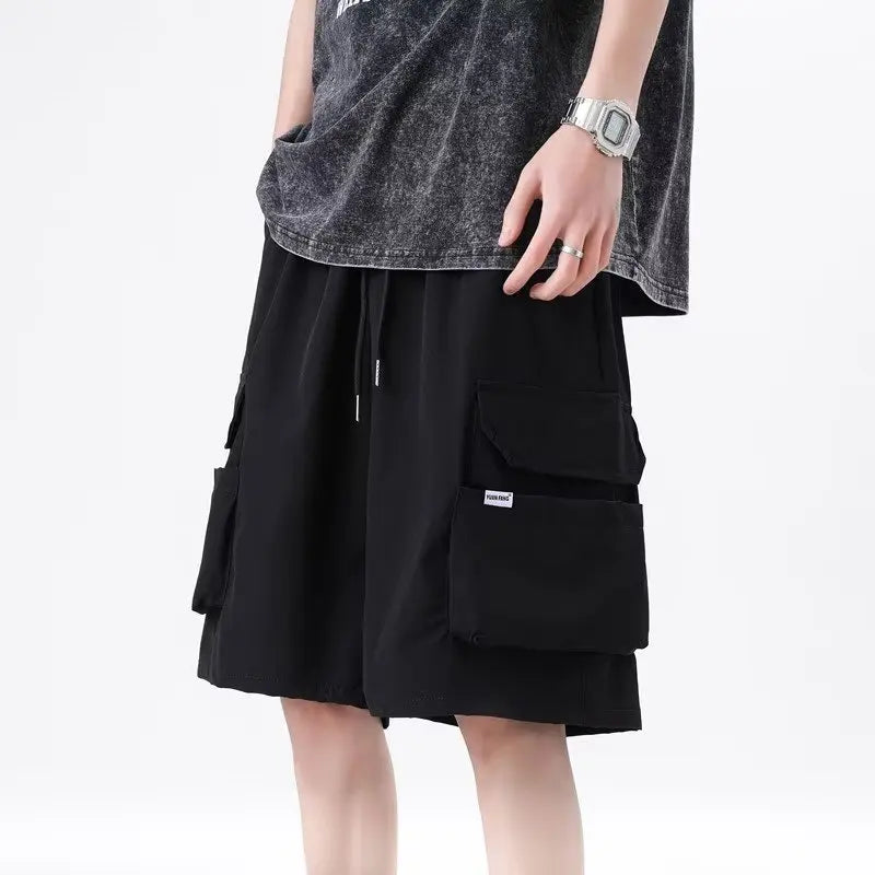 Overalls short men's summer style baggy straight cropped pants