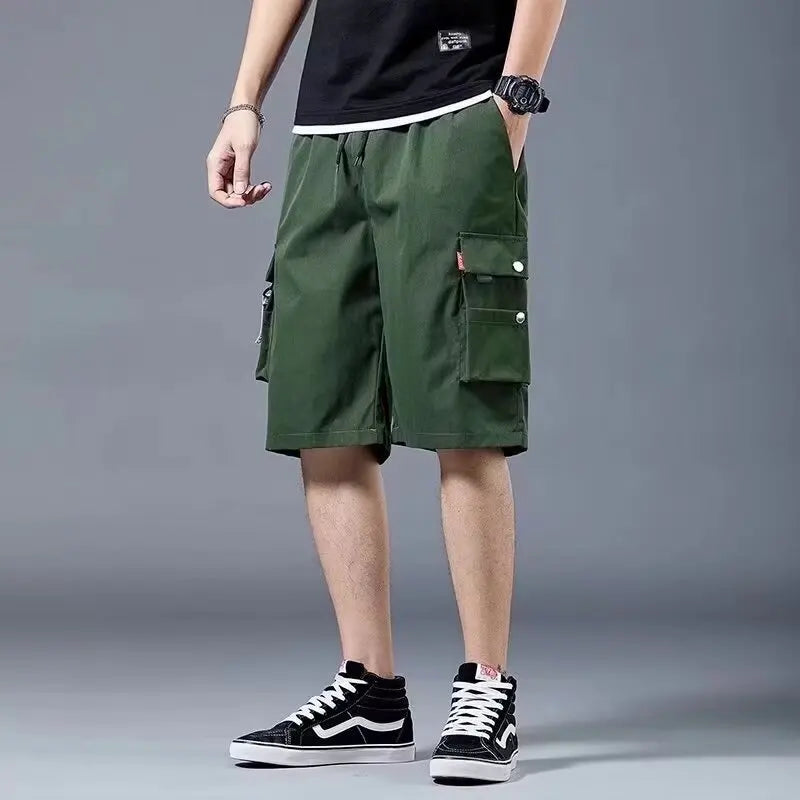 Overalls short men's summer style baggy straight cropped pants