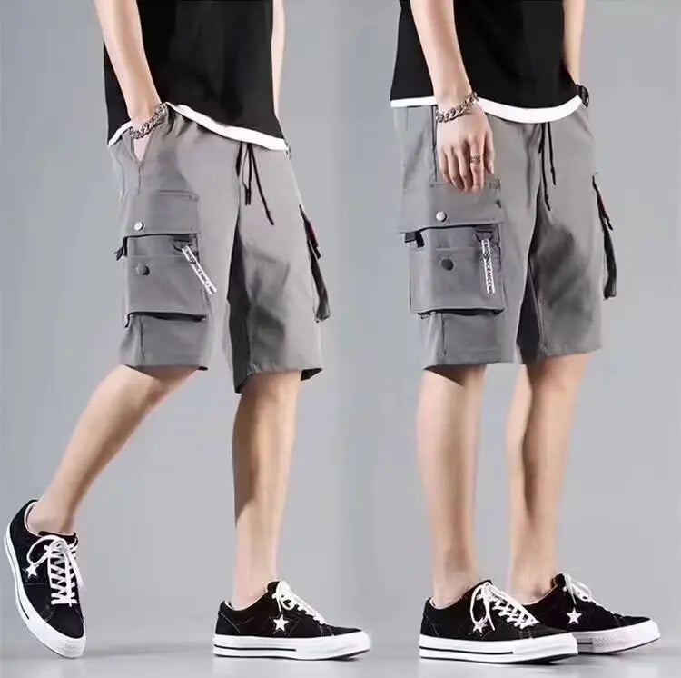 Overalls short men's summer style baggy straight cropped pants