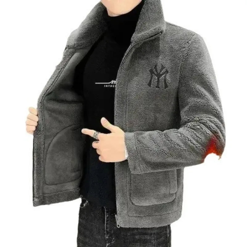 Men's Autumn And Winter Imitation Lamb Wool Jacket Men's Lapel Jacket With Thick Fleece Men's Winter Jacket