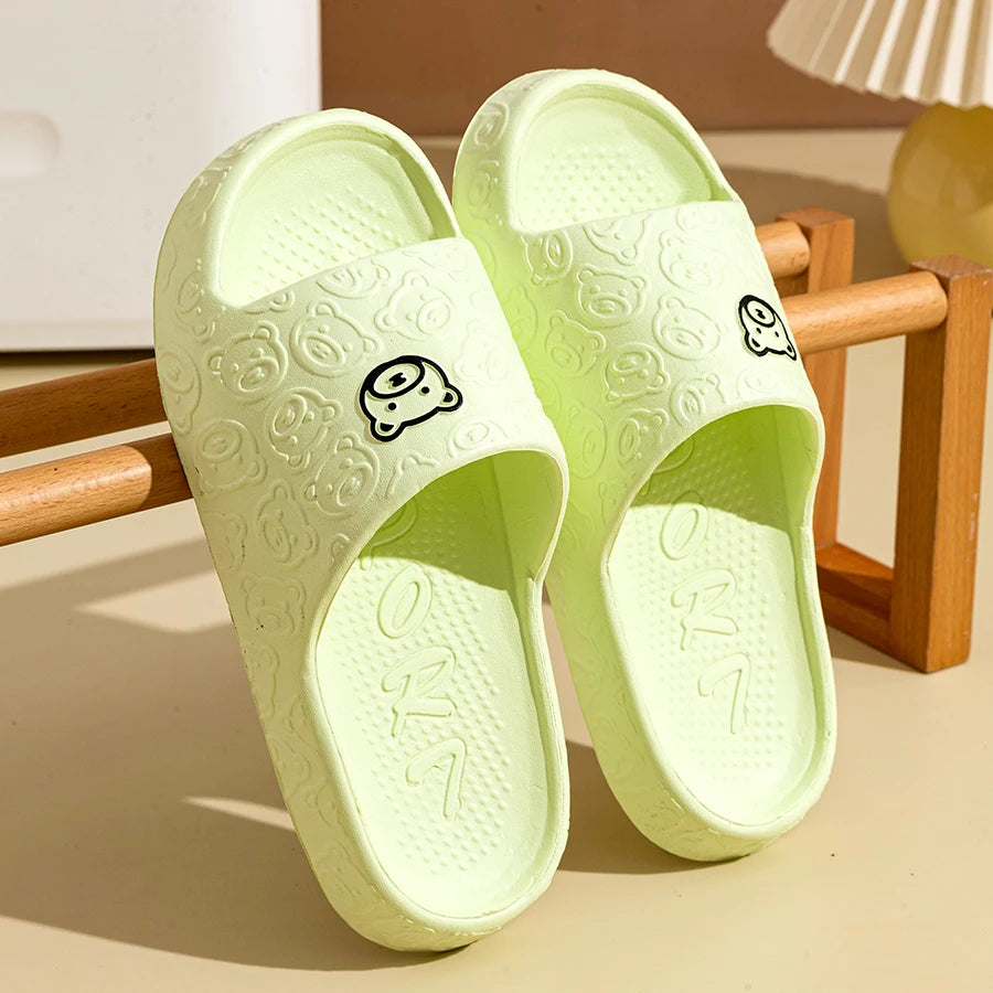 Fashion Men's Slippers Printing Little Bear Sandals Indoor Bathroom Non-slip Soft Women Dormitory Casual Shoes Couple