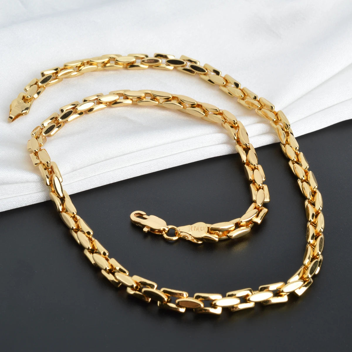 Hip hop Punk Curb Cuban Link Chain Necklace for Women Men Statement Italian 18K Gold Color Choker Trendy Daily or Wedding Party Gift