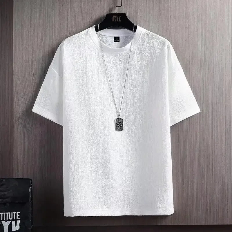 Men's Ice Silk Short Sleeve T-shirt Summer Thin Style Top Body T-shirt Trendy Brand Loose Fit Half Sleeve