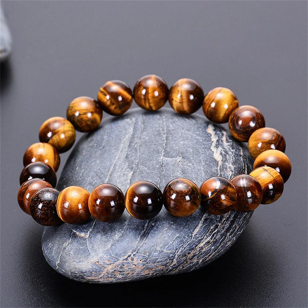 Kirykle Fashion Tiger Eye Bangles Men Natural Energy Stone Beads Reiki Healing Bracelets Jewellery Pulseras Gifts