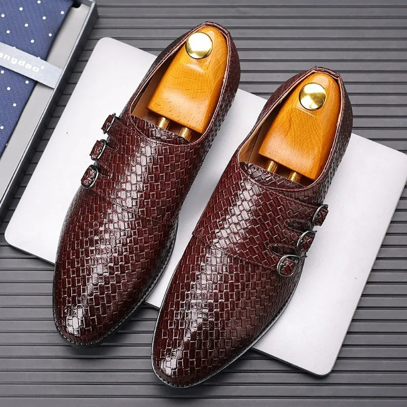 Luxury Men Dress Shoes Fashionable Metal Buckle Oxford Shoes Men Business Dress Shoes High Quality Men Party Shoes