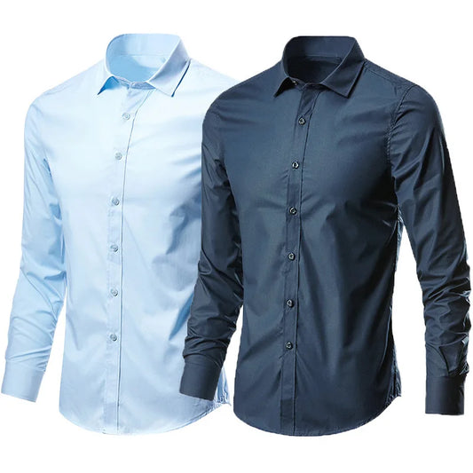 Social men's shirt Long sleeve non-ironing Business is decorated professional office casual easy to care solid color shirt