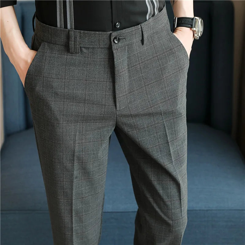 Fashion Dress Pants Men's British Style Business Formal Straight Trousers Slim Casual Spring Streetwear Suit Pants Mens Clothing