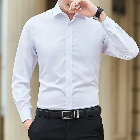 Men's Solid Color Business Shirt Long Sleeve Shirt