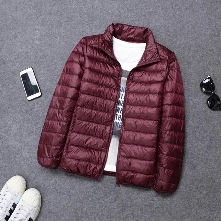 New Men's Lightweight Hooded Cotton-Padded Coat Warm Fashionable Cropped Casual Portable Stand Collar Cotton Jackect