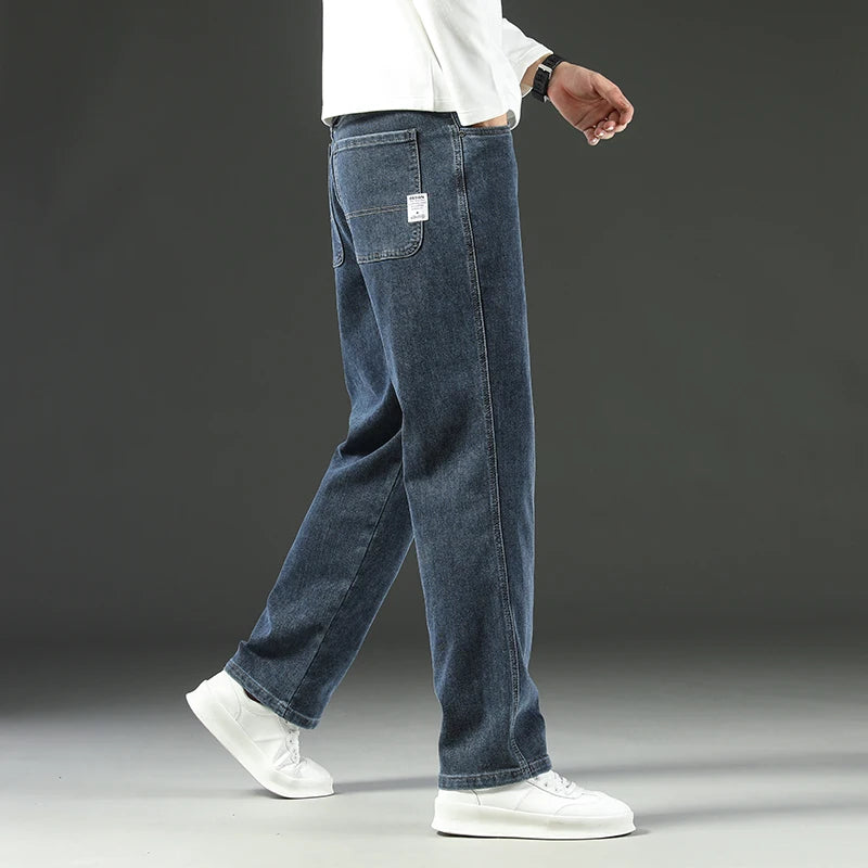 Y2K  Autumn and Winter Baggy  Jeans Men's Autumn and Winter Loose Straight Wide-leg Business Trousers Mens Clothing