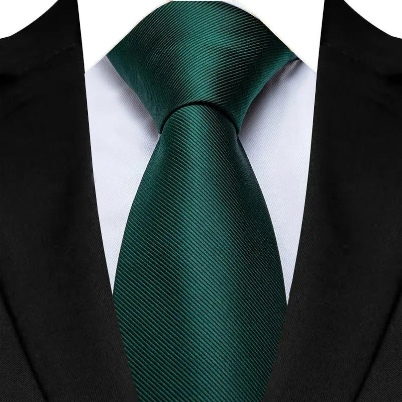 Luxury 8CM Mens Necktie Green Color Stripes Floral Solid Ties For Man Groom Jacquard Woven Neck Tie For Business Wedding Party