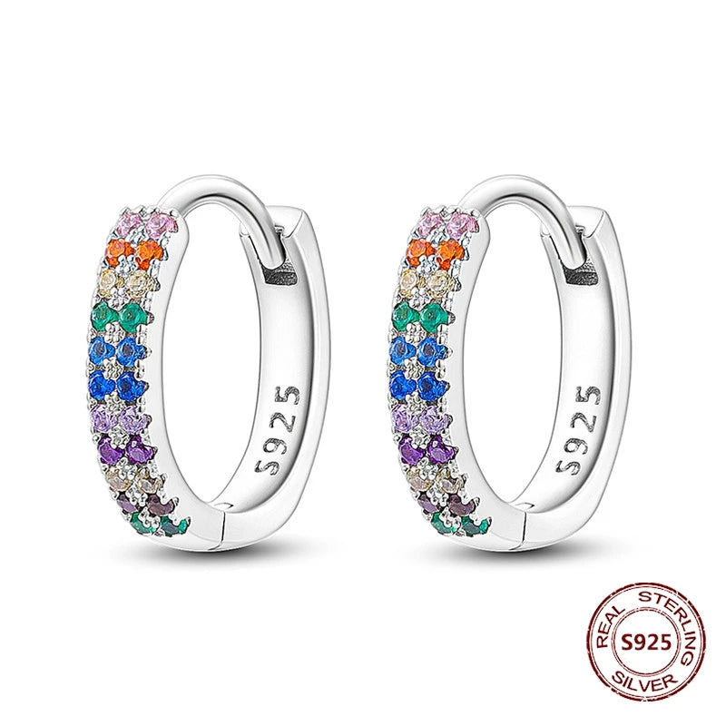 Purple Zircon Hoop Earrings 925 Sterling Silver Original U-shaped Liquid Metal Love Heart Fashion Earrings For Women Jewellery