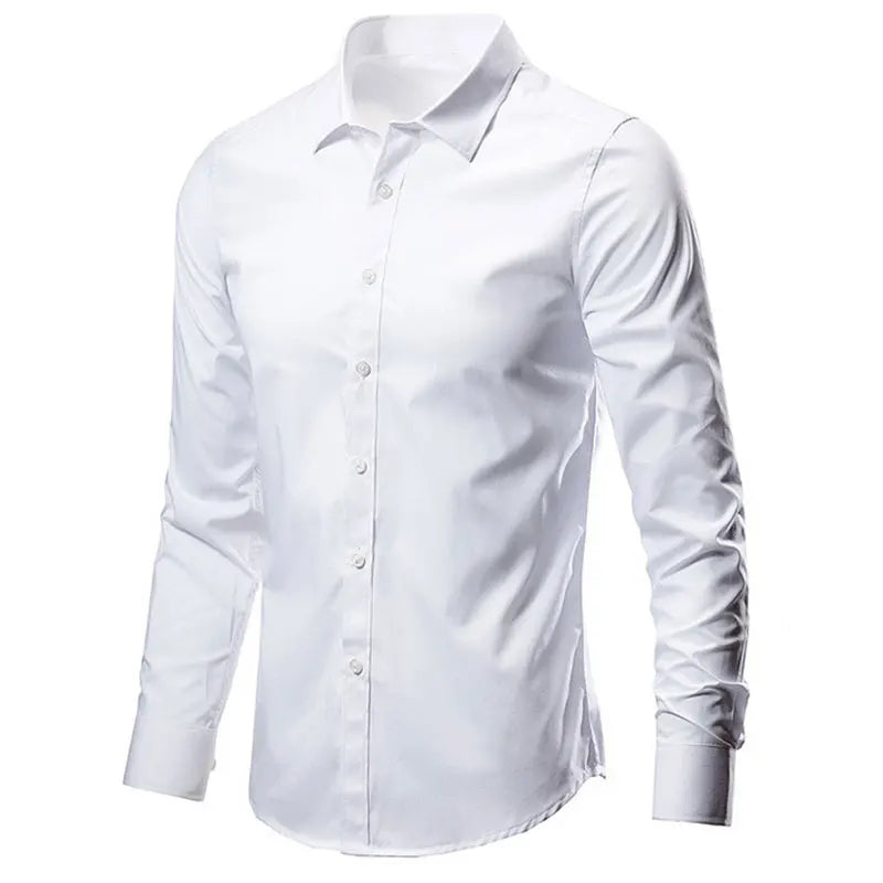 Social men's shirt Long sleeve non-ironing Business is decorated professional office casual easy to care solid color shirt