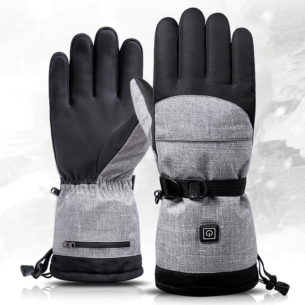 1Pair Winter Heating Gloves 5000mAh Battery Electric Cold Weather Heating Gloves Anti-Slip Waterproof Rechargeable