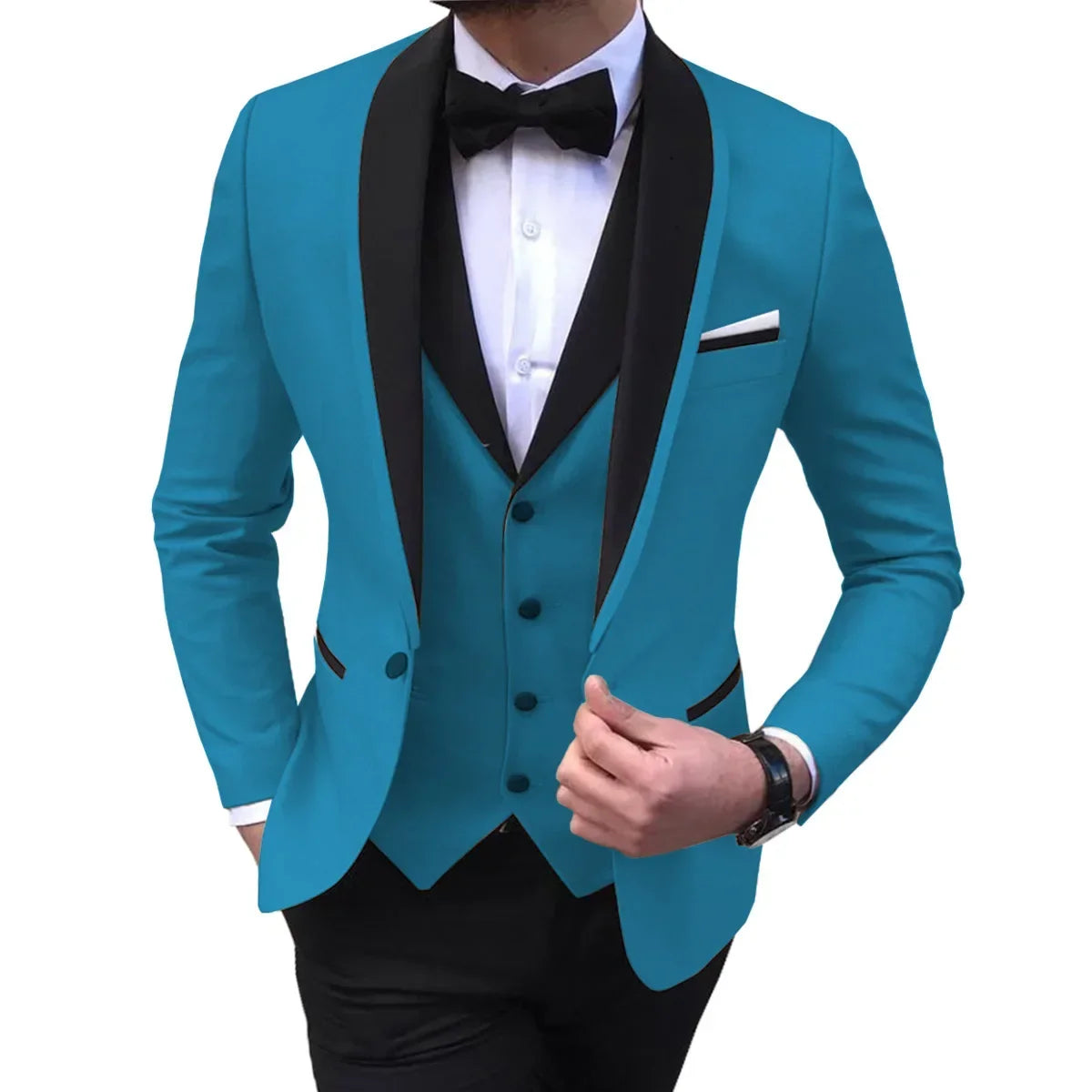 Mens Suits Men 3 Piece Tuxedos (Blazer+Vest+Pant)