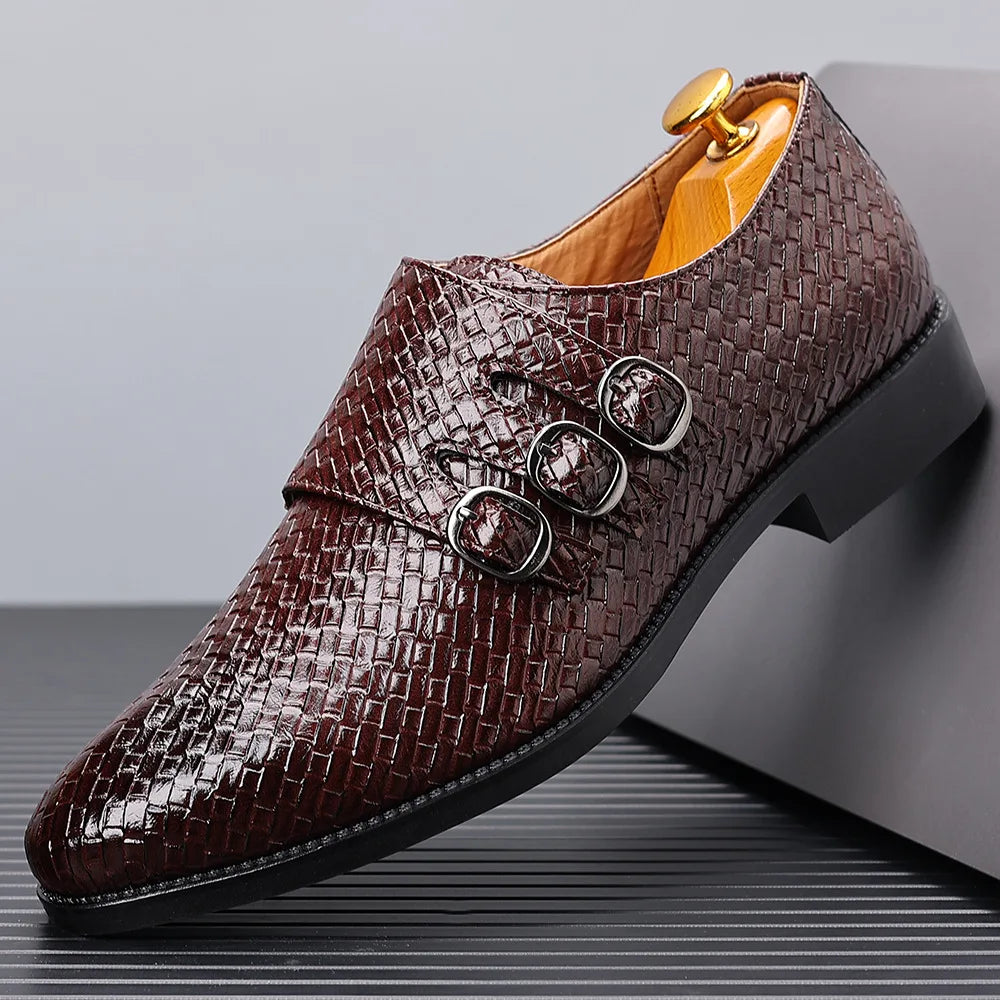 Luxury Men Dress Shoes Fashionable Metal Buckle Oxford Shoes Men Business Dress Shoes High Quality Men Party Shoes