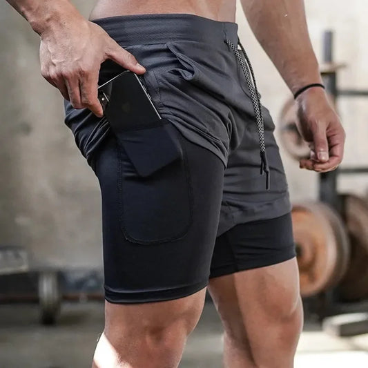 Running Shorts Men Gym Sports Shorts 2 In 1 Quick Dry Workout Training Gym Fitness Jogging Short Pants Summer Men Shorts