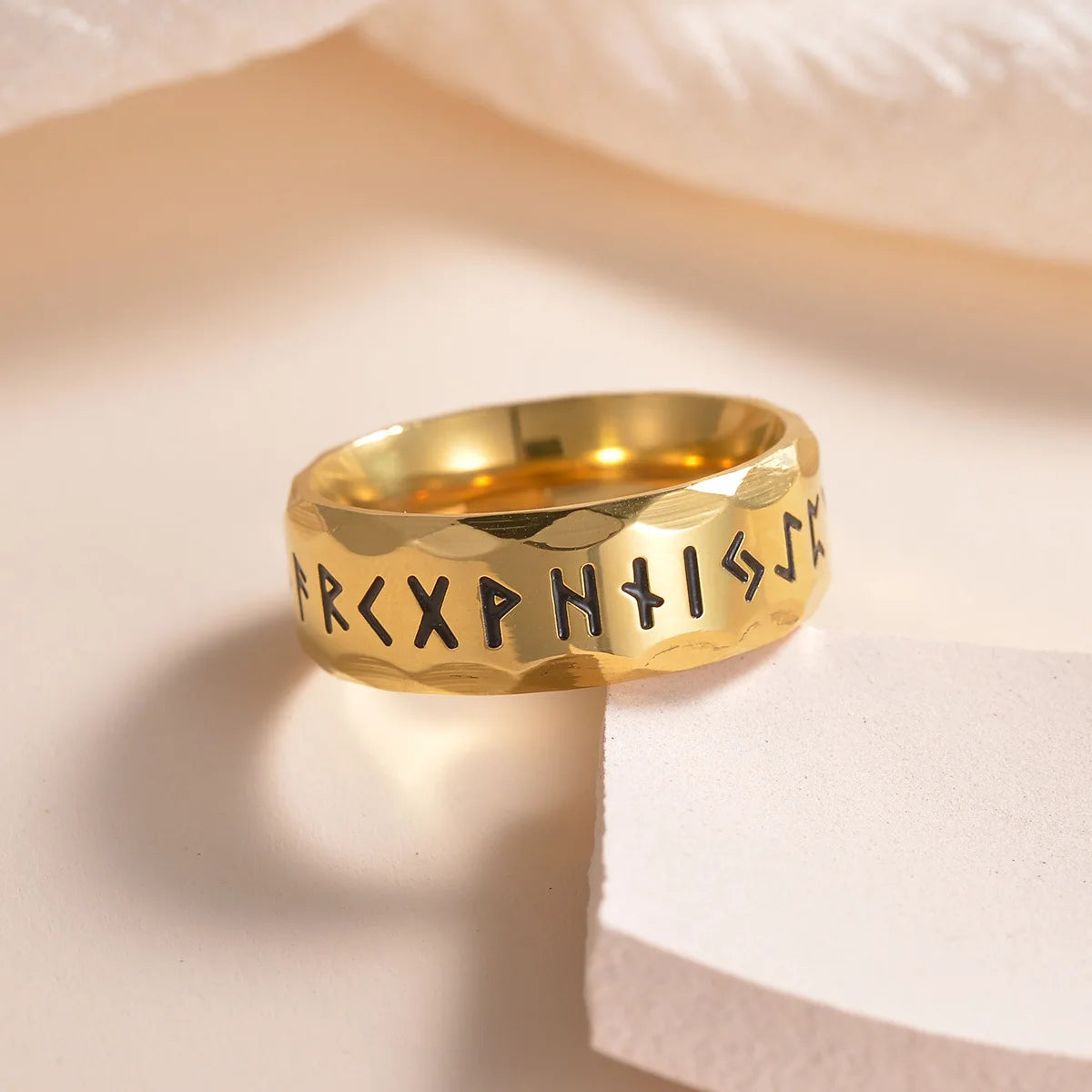 Nordic Retro Viking Rune Ring For Men Women Simple Stainless Steel Odin Letter Viking Rings Couple Amulet