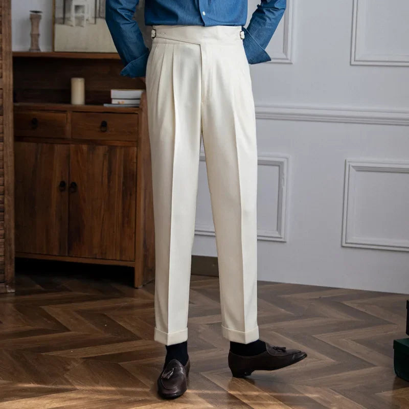 New Italian Style High-waisted Straight-leg Long Pants Casual Versatile Trousers For British Men