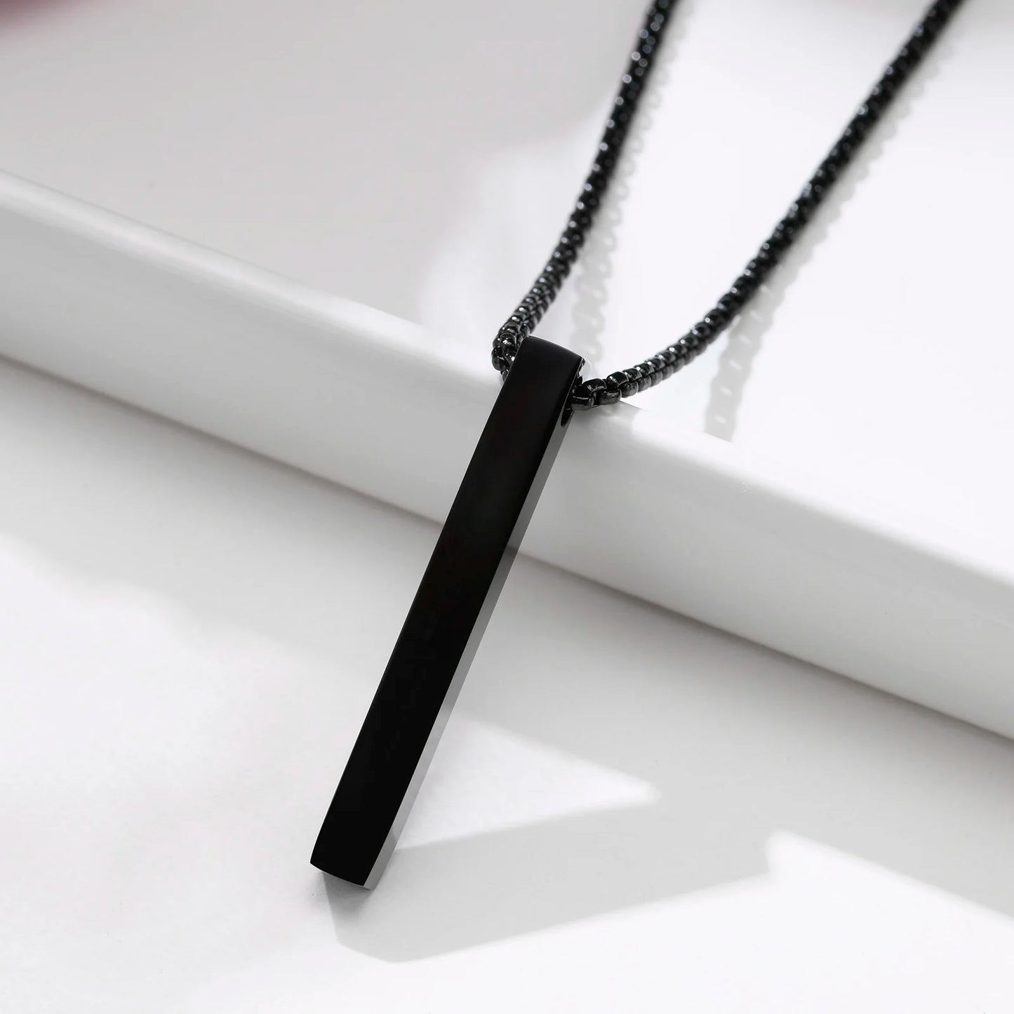 Vnox 5mm Pillar Necklace for Men Women, Stainless Steel 3D Bar Pendant, Minimalist Simple Casual Unisex Neck Collar