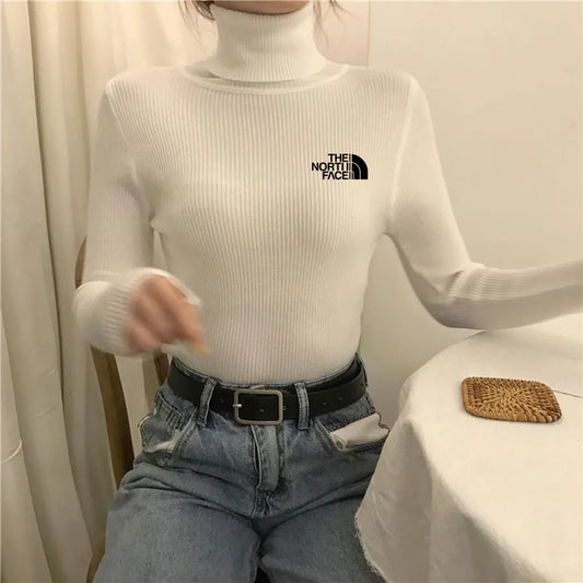 Warm Thick Autumn Winter Women Sweater Pullover Basic Ribbed Sweaters Cotton Tops Knitted Solid Turtleneck